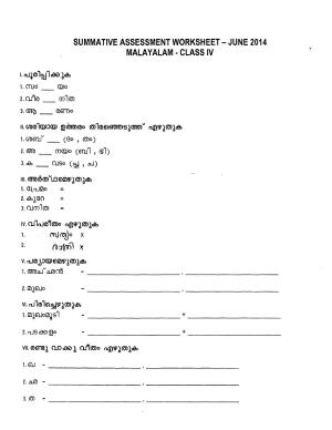 Worksheet for Class 4 Malayalam Assignment 5