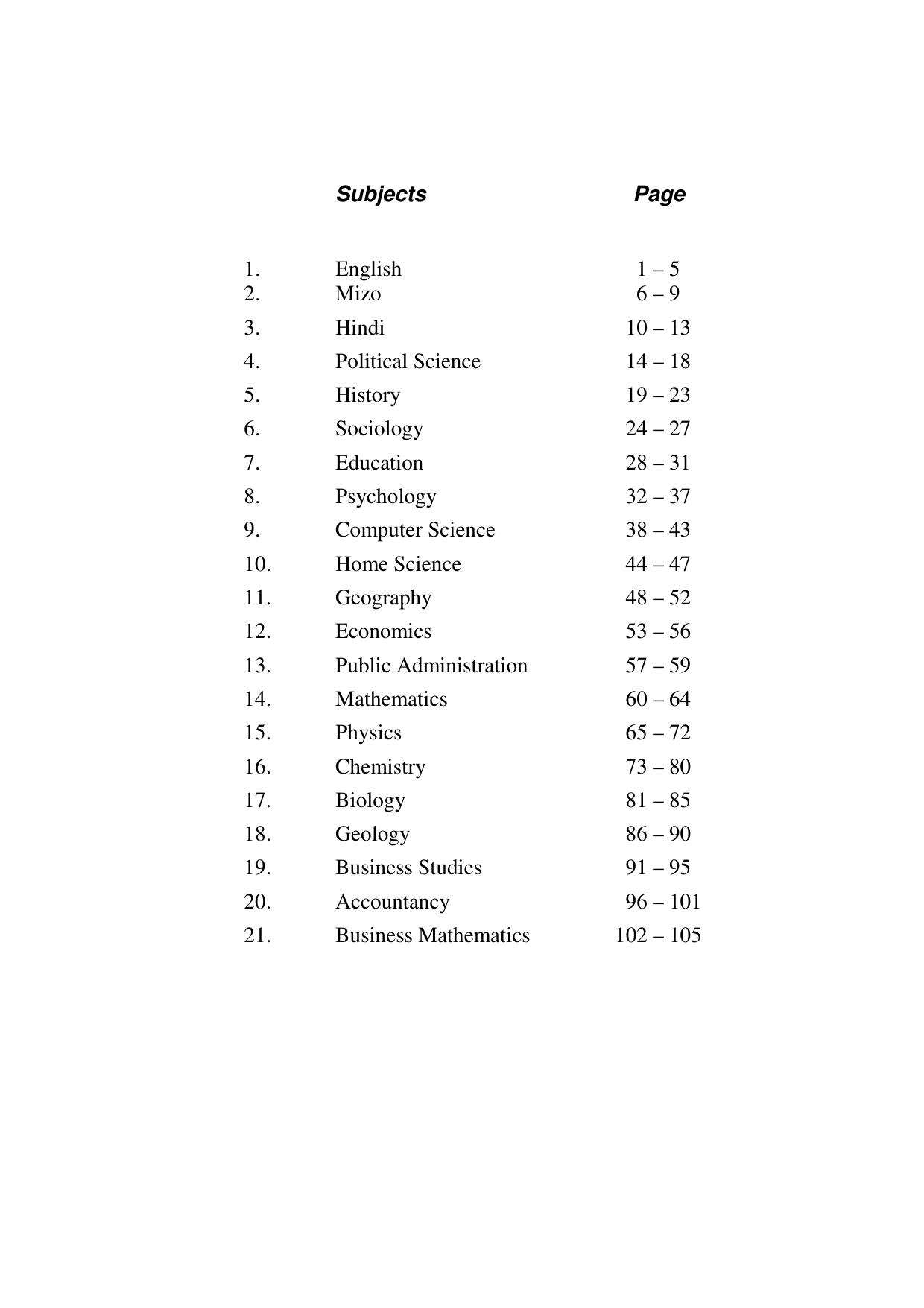 Mizoram Board (MBSE) Class 11 & 12 Syllabus - Page 3