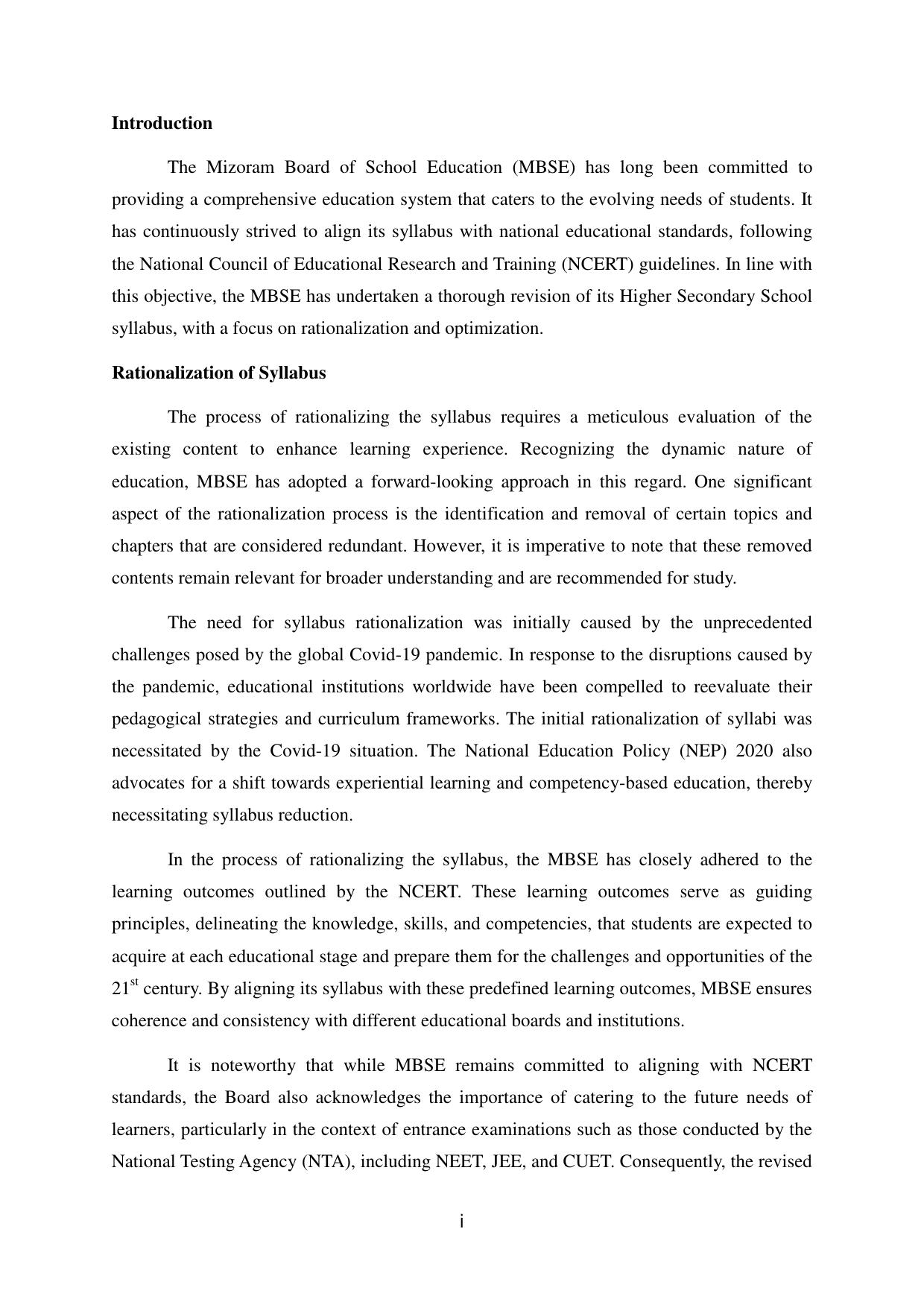 Mizoram Board (MBSE) Class 11 & 12 Syllabus - Page 4