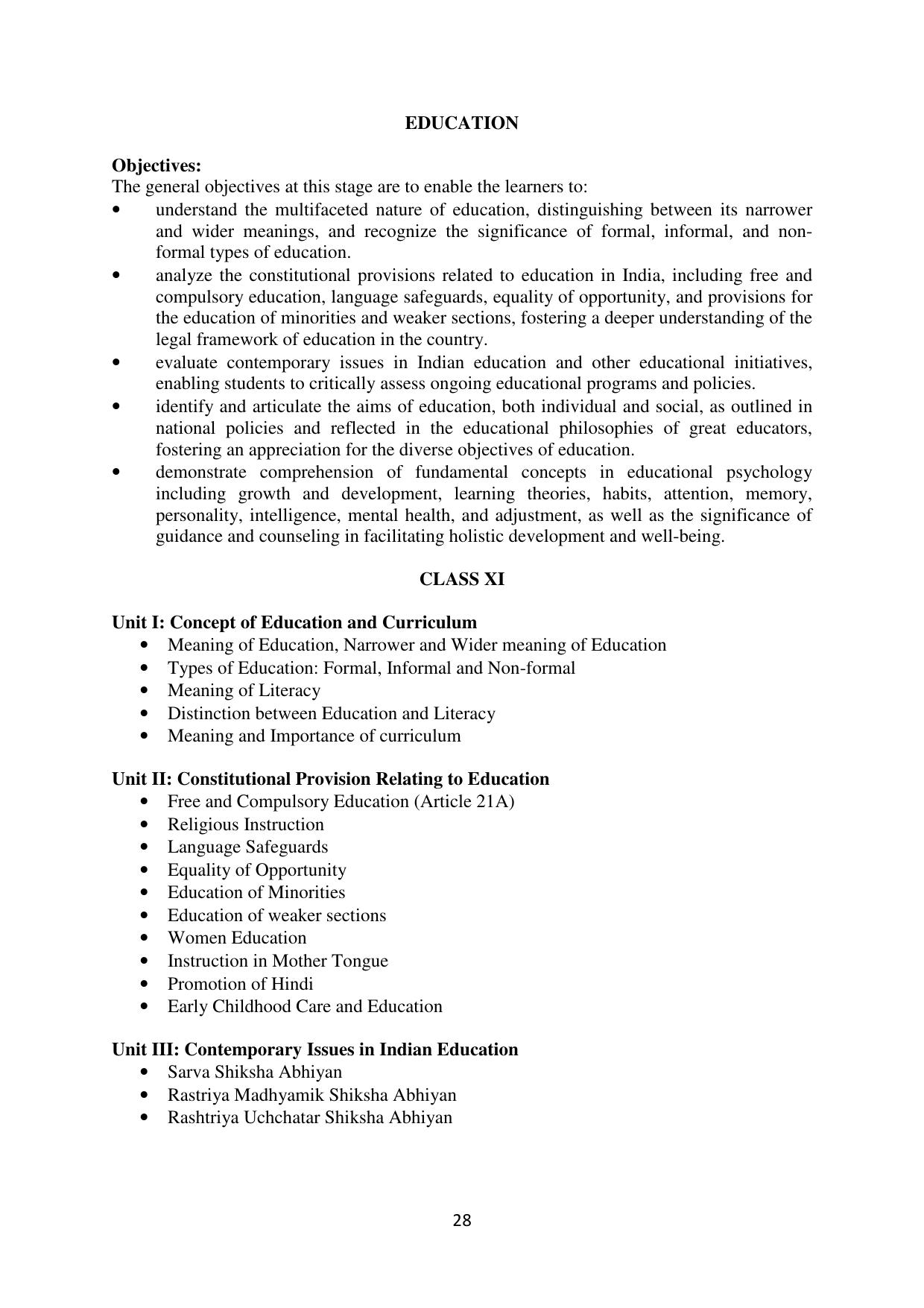 Mizoram Board (MBSE) Class 11 & 12 Syllabus - Page 33