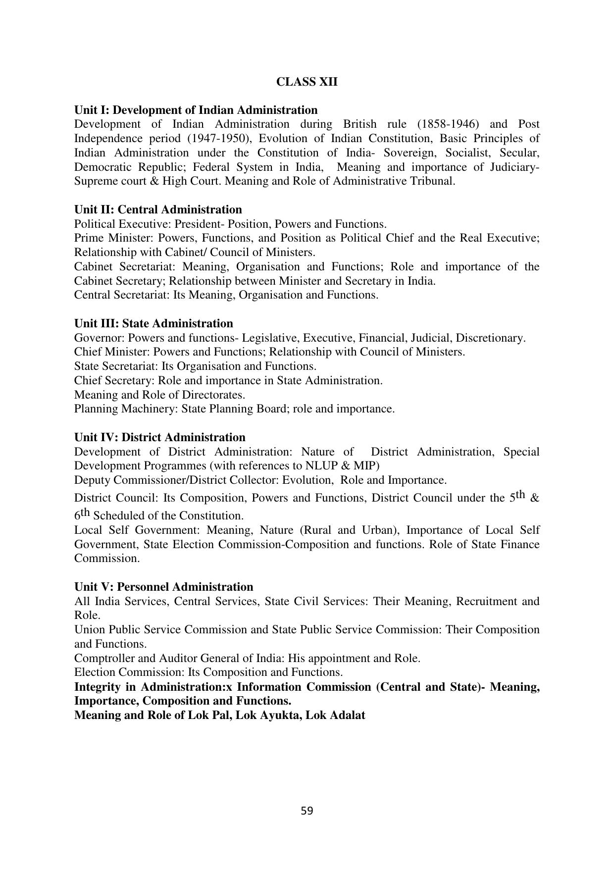 Mizoram Board (MBSE) Class 11 & 12 Syllabus - Page 64