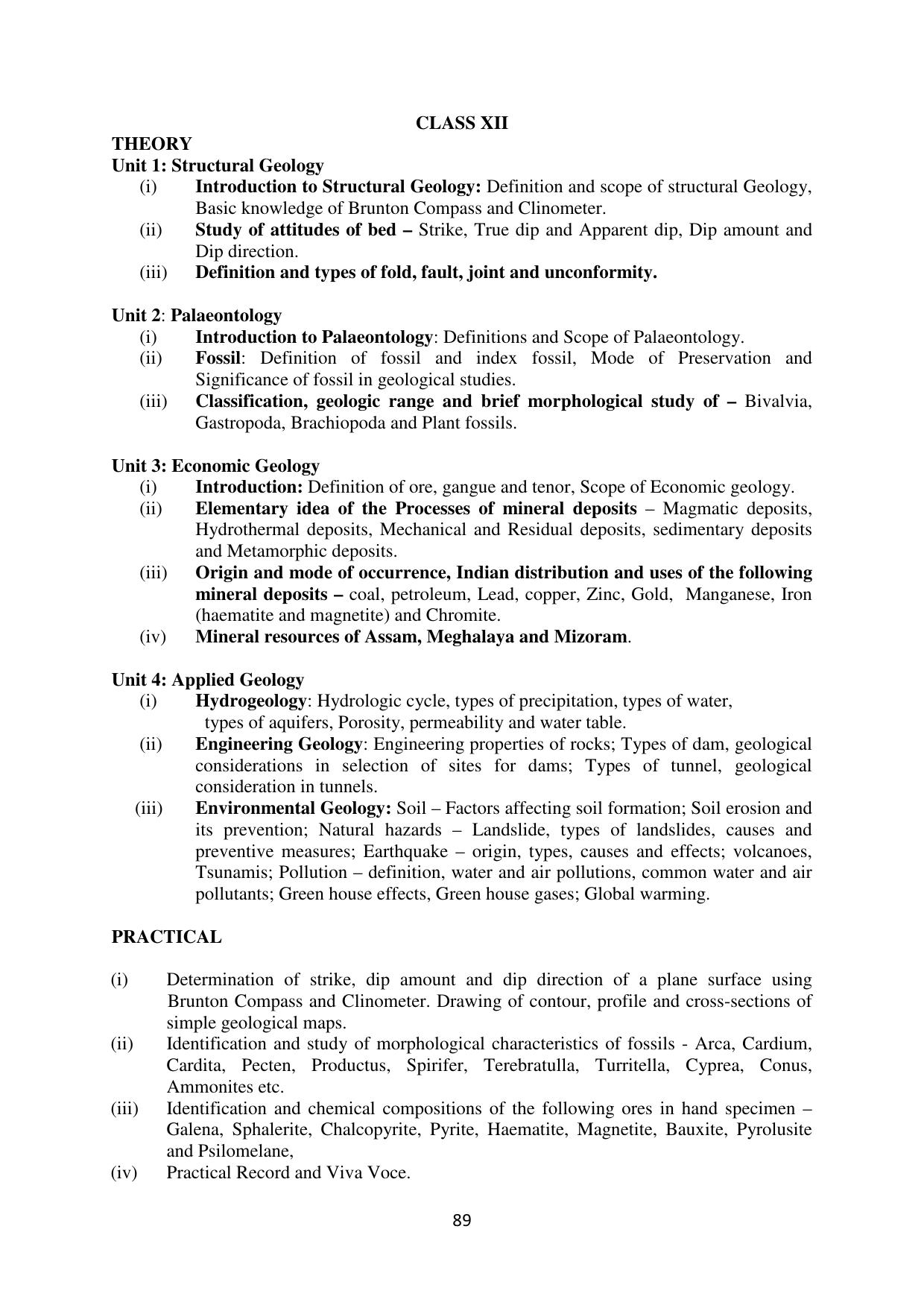 Mizoram Board (MBSE) Class 11 & 12 Syllabus - Page 94