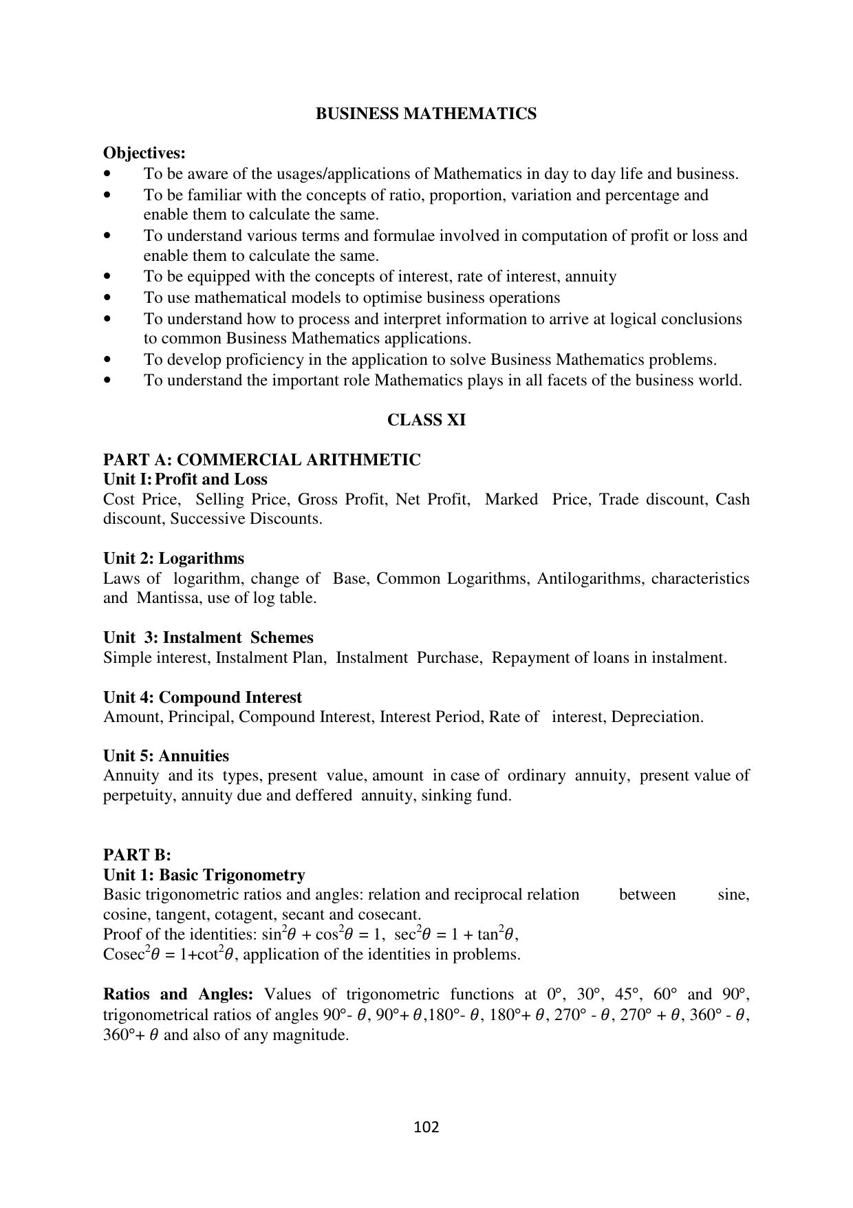 Mizoram Board (MBSE) Class 11 & 12 Syllabus - Page 107