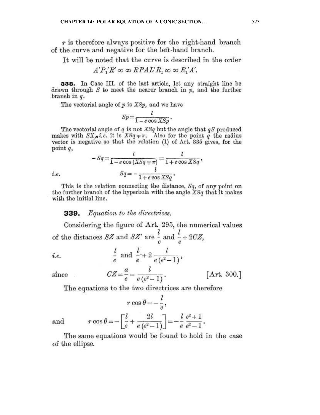 Chapter 14: Polar Equation Of A Conic Being the Pole - SL Loney Solutions: The Elements of Coordinate Geometry - Page 5