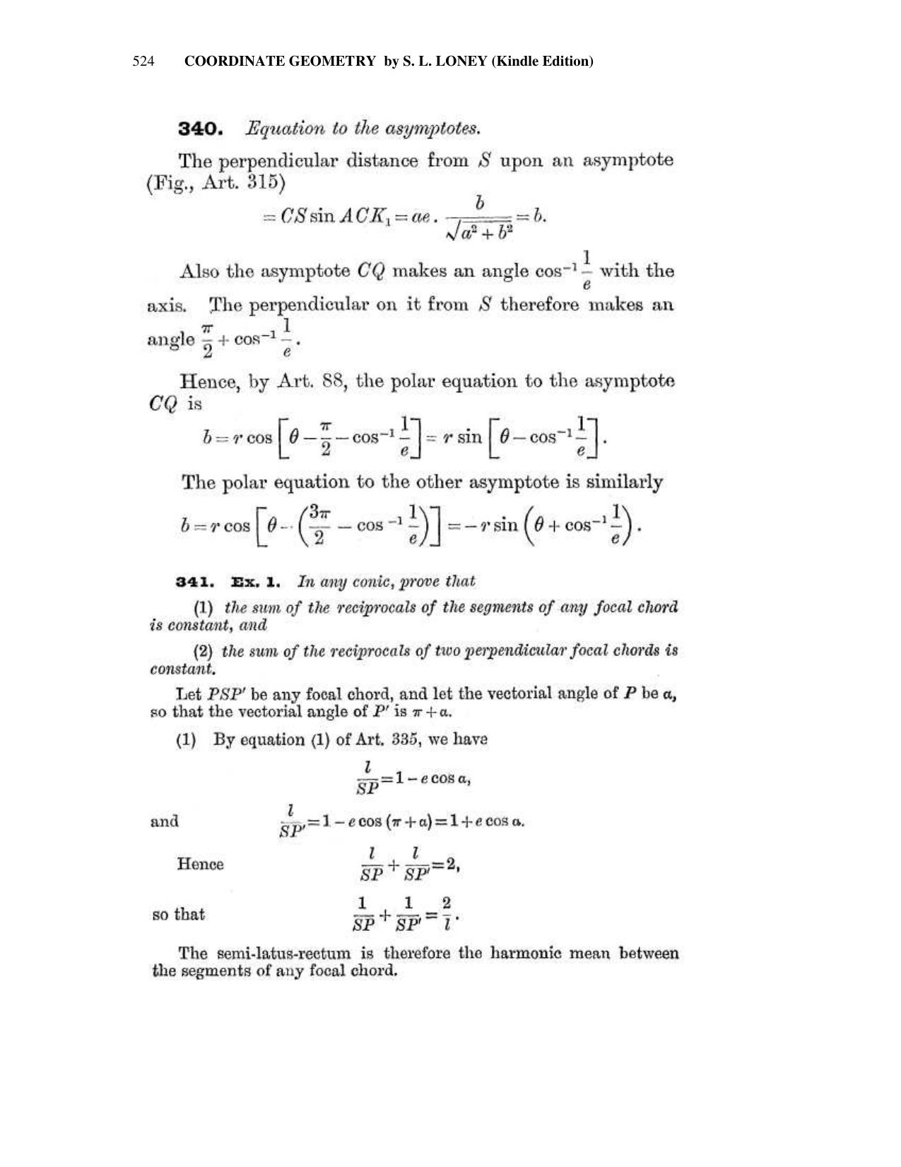 Chapter 14: Polar Equation Of A Conic Being the Pole - SL Loney Solutions: The Elements of Coordinate Geometry - Page 6
