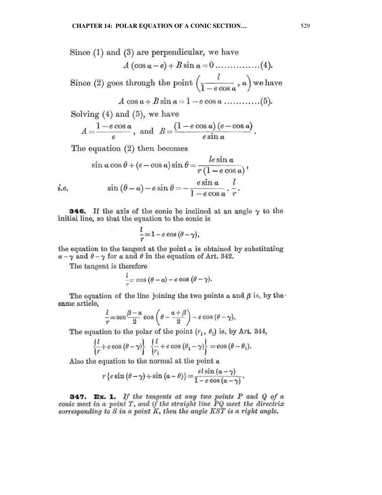 Chapter 14: Polar Equation Of A Conic Being the Pole - SL Loney Solutions: The Elements of Coordinate Geometry - Page 11