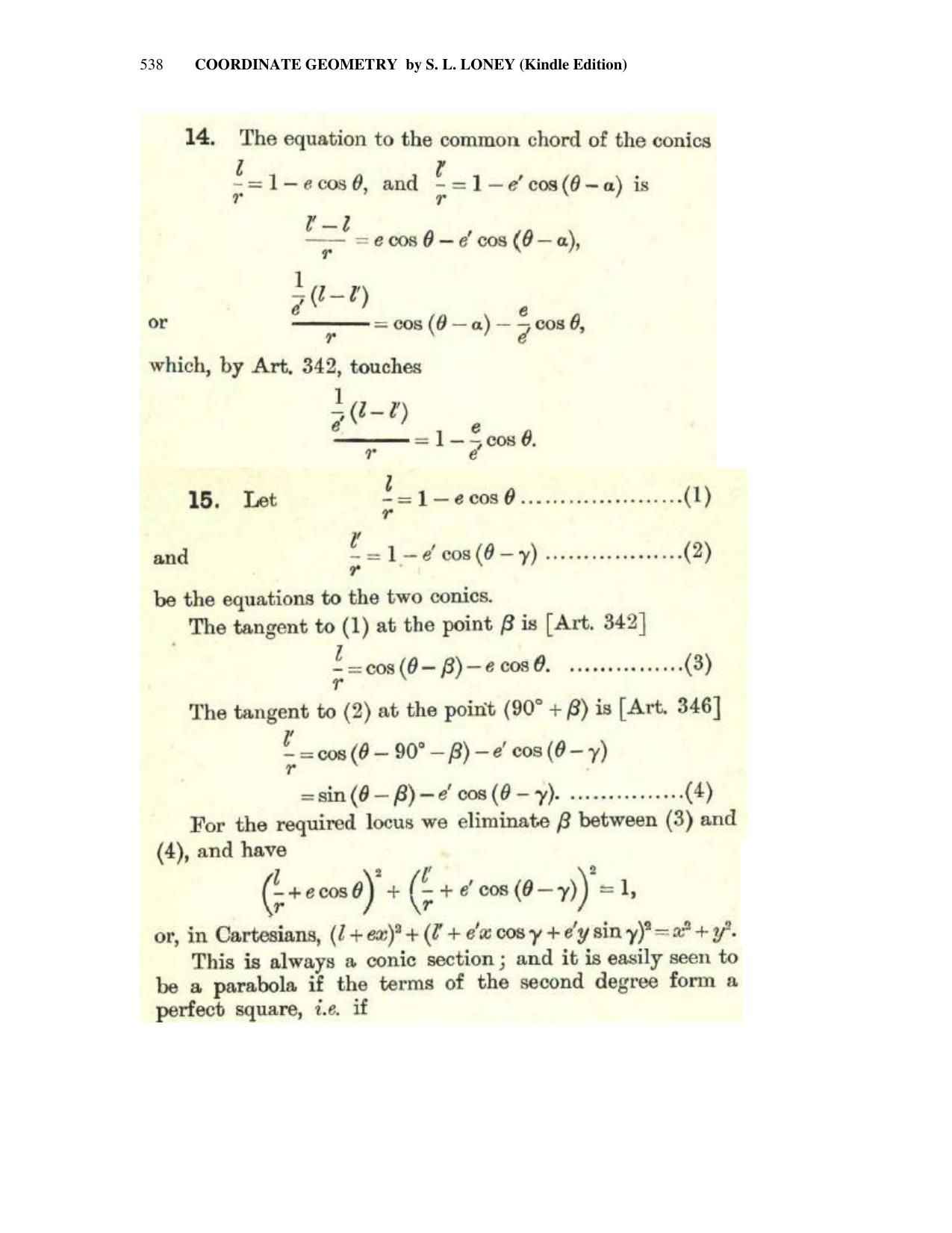 Chapter 14: Polar Equation Of A Conic Being the Pole - SL Loney Solutions: The Elements of Coordinate Geometry - Page 20