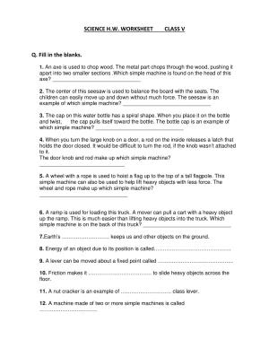 Worksheet for Class 5 Science Assignment 15