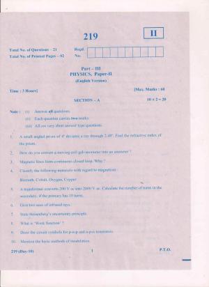 AP Inter 2nd Year Physics-II (EM) March-2019-General Question Paper