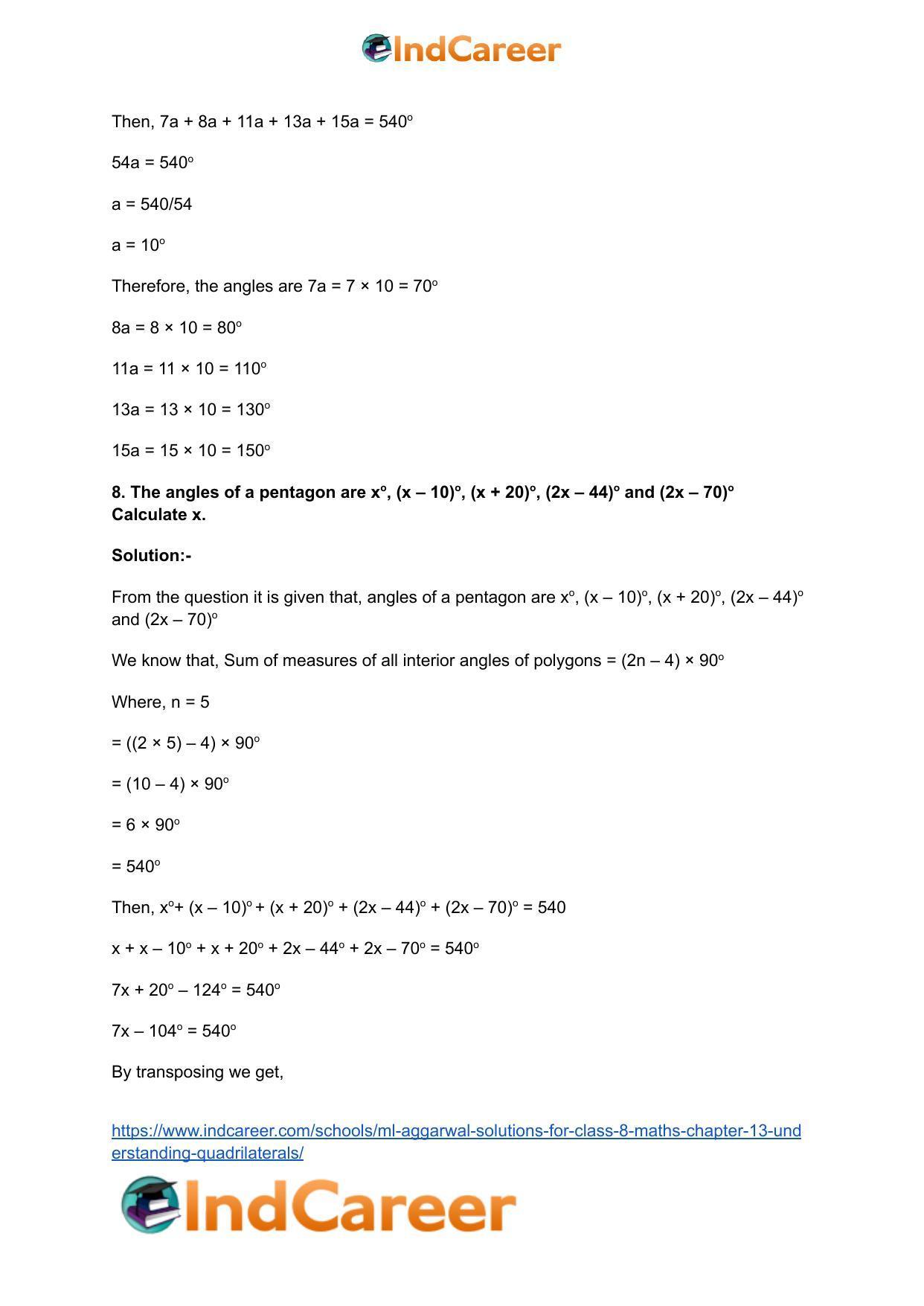 ML Aggarwal Solutions for Class 8 Maths Chapter 13- Understanding Quadrilaterals - Page 10