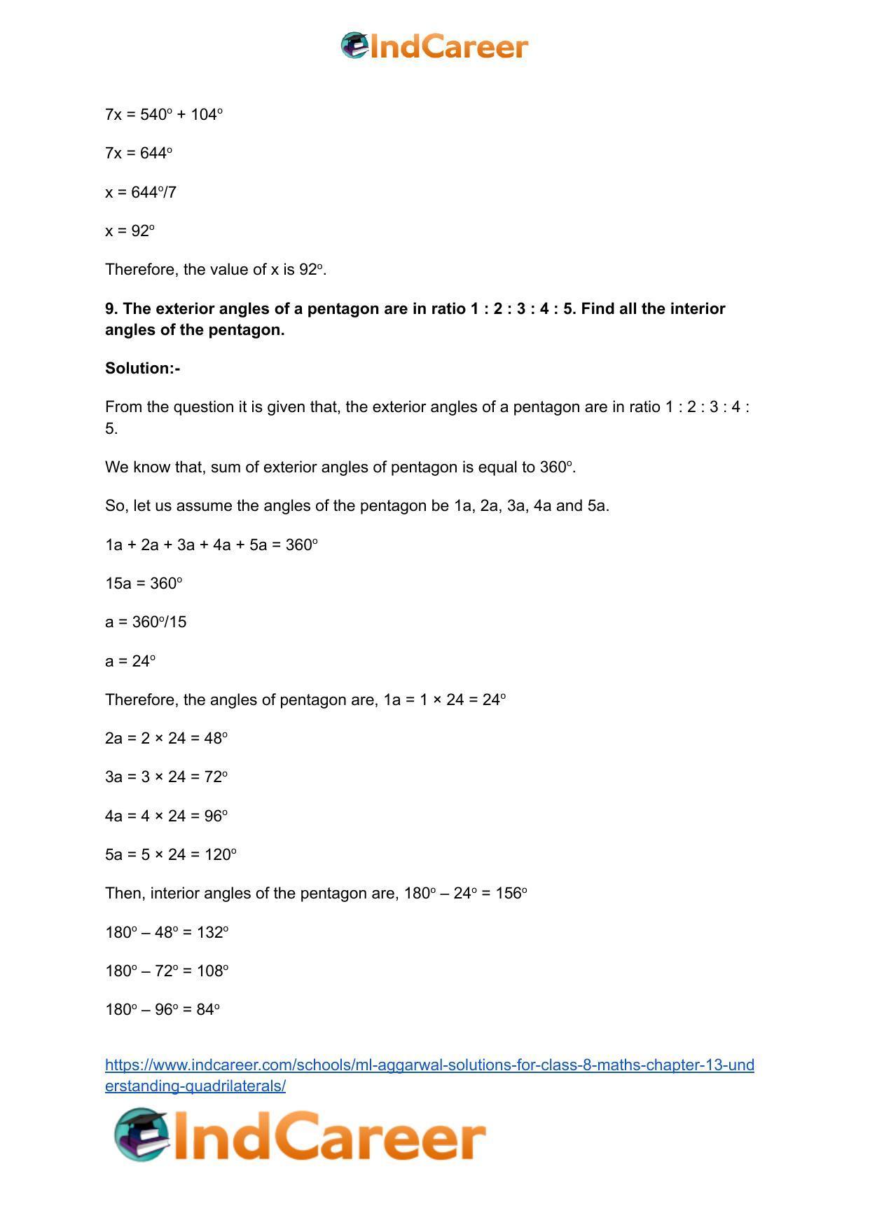 ML Aggarwal Solutions for Class 8 Maths Chapter 13- Understanding Quadrilaterals - Page 11