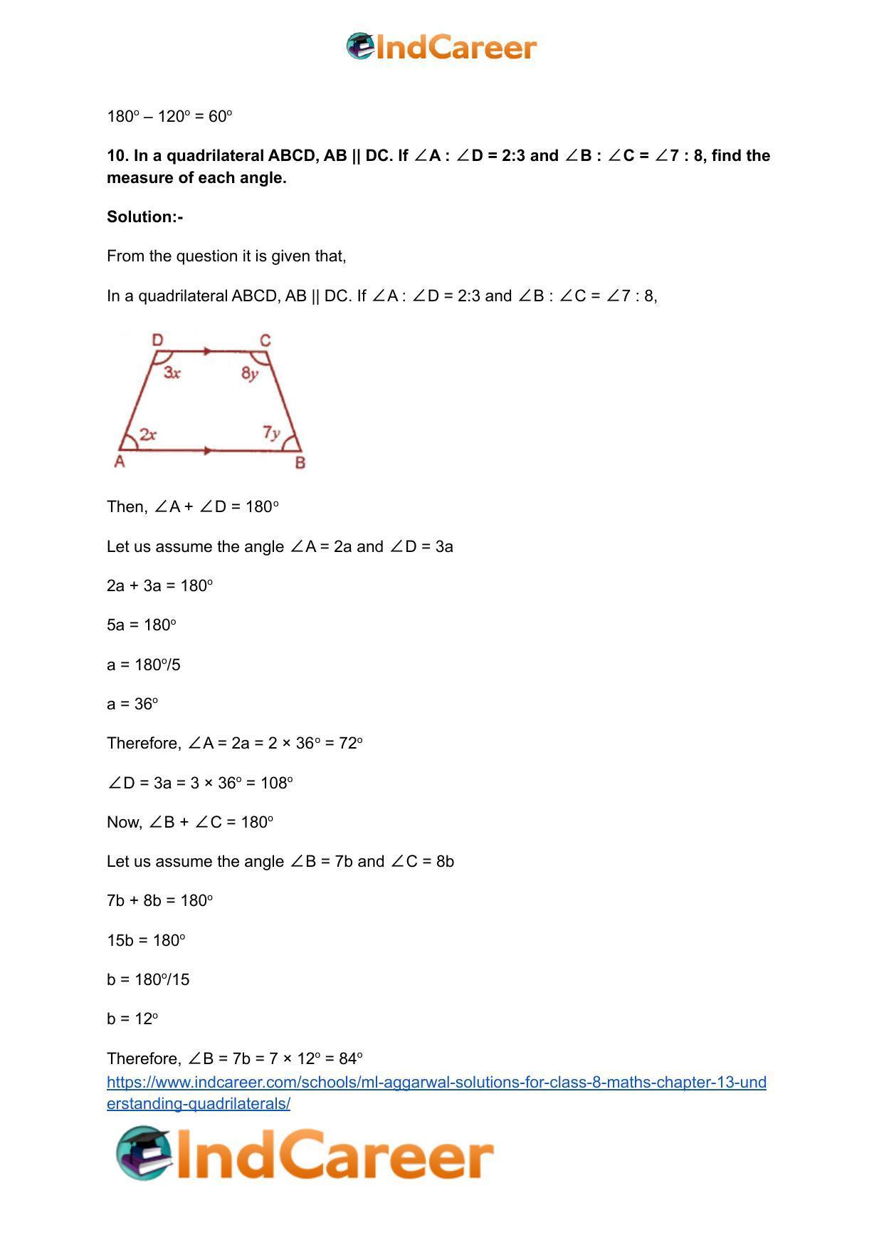 ML Aggarwal Solutions for Class 8 Maths Chapter 13- Understanding Quadrilaterals - Page 12