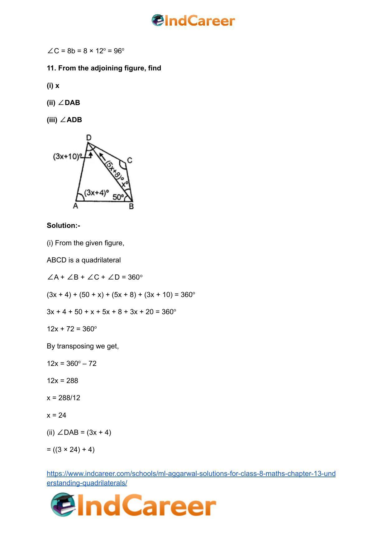 ML Aggarwal Solutions for Class 8 Maths Chapter 13- Understanding Quadrilaterals - Page 13