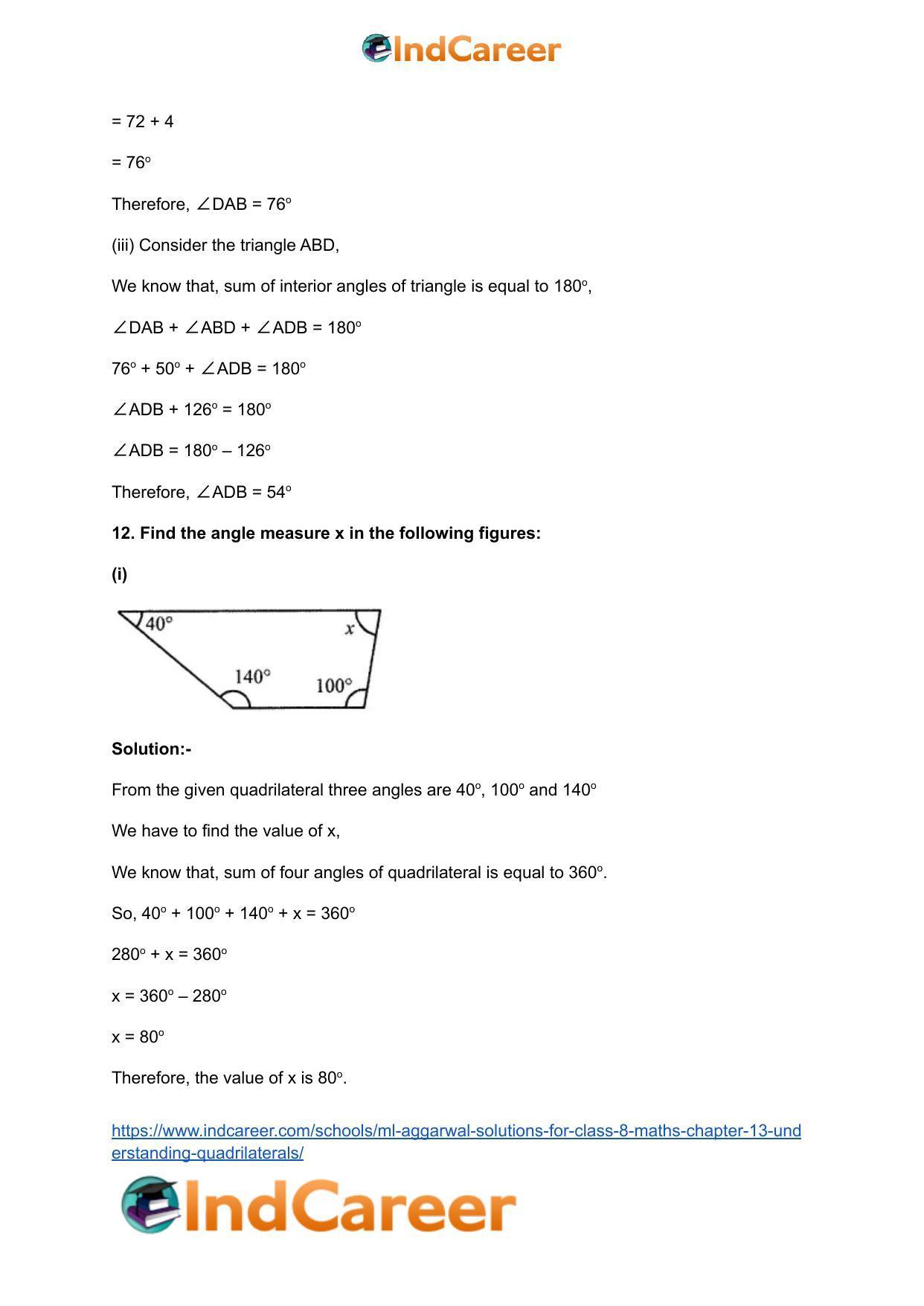 ML Aggarwal Solutions for Class 8 Maths Chapter 13- Understanding Quadrilaterals - Page 14