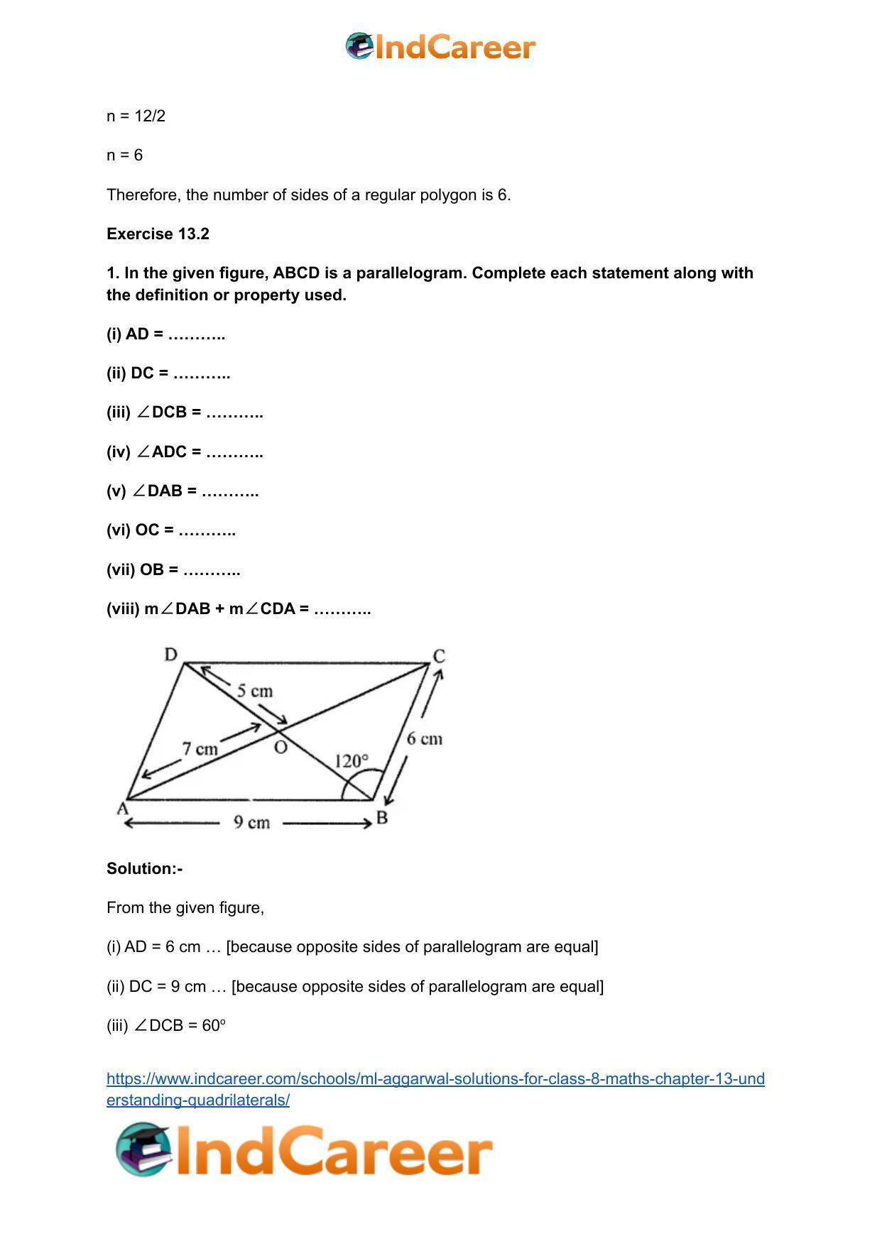 ML Aggarwal Solutions for Class 8 Maths Chapter 13- Understanding Quadrilaterals - Page 25