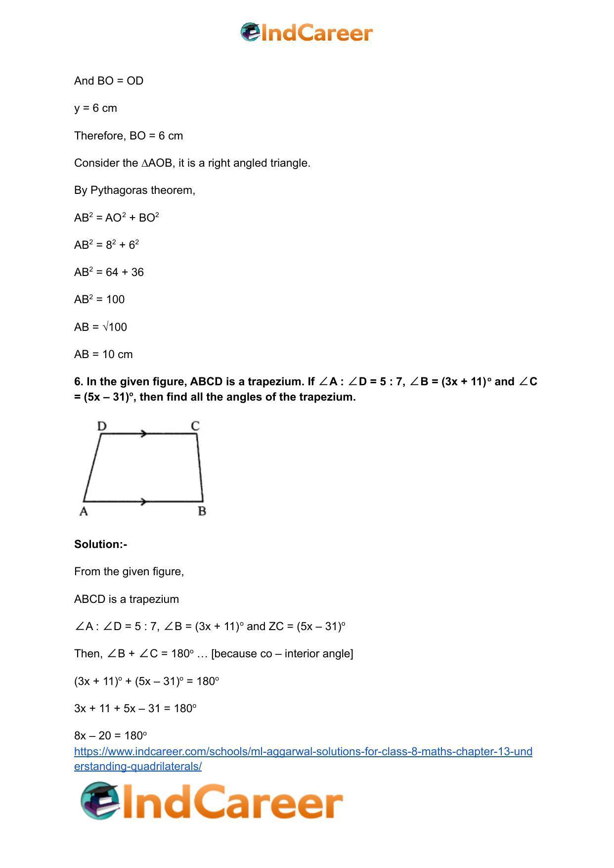ML Aggarwal Solutions for Class 8 Maths Chapter 13- Understanding Quadrilaterals - Page 45