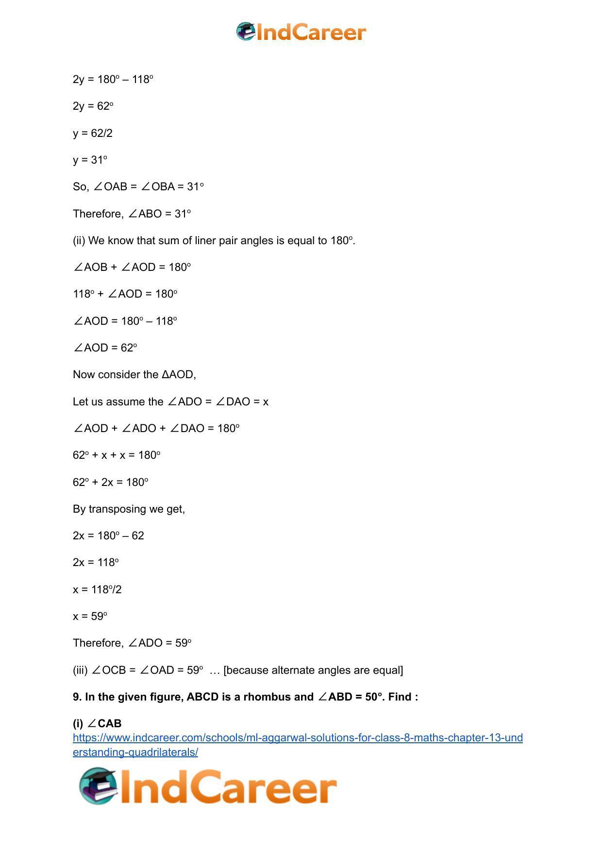 ML Aggarwal Solutions for Class 8 Maths Chapter 13- Understanding Quadrilaterals - Page 49