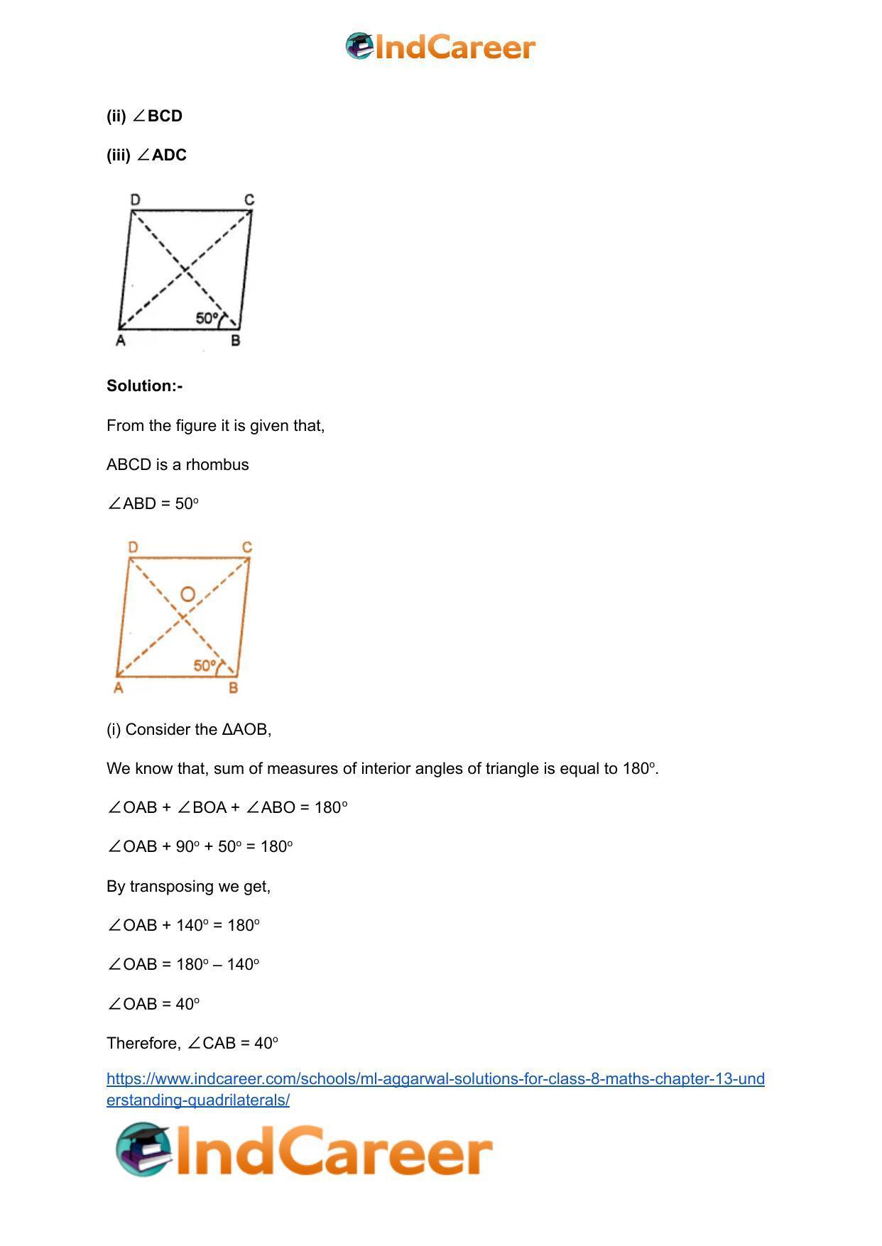 ML Aggarwal Solutions for Class 8 Maths Chapter 13- Understanding Quadrilaterals - Page 50