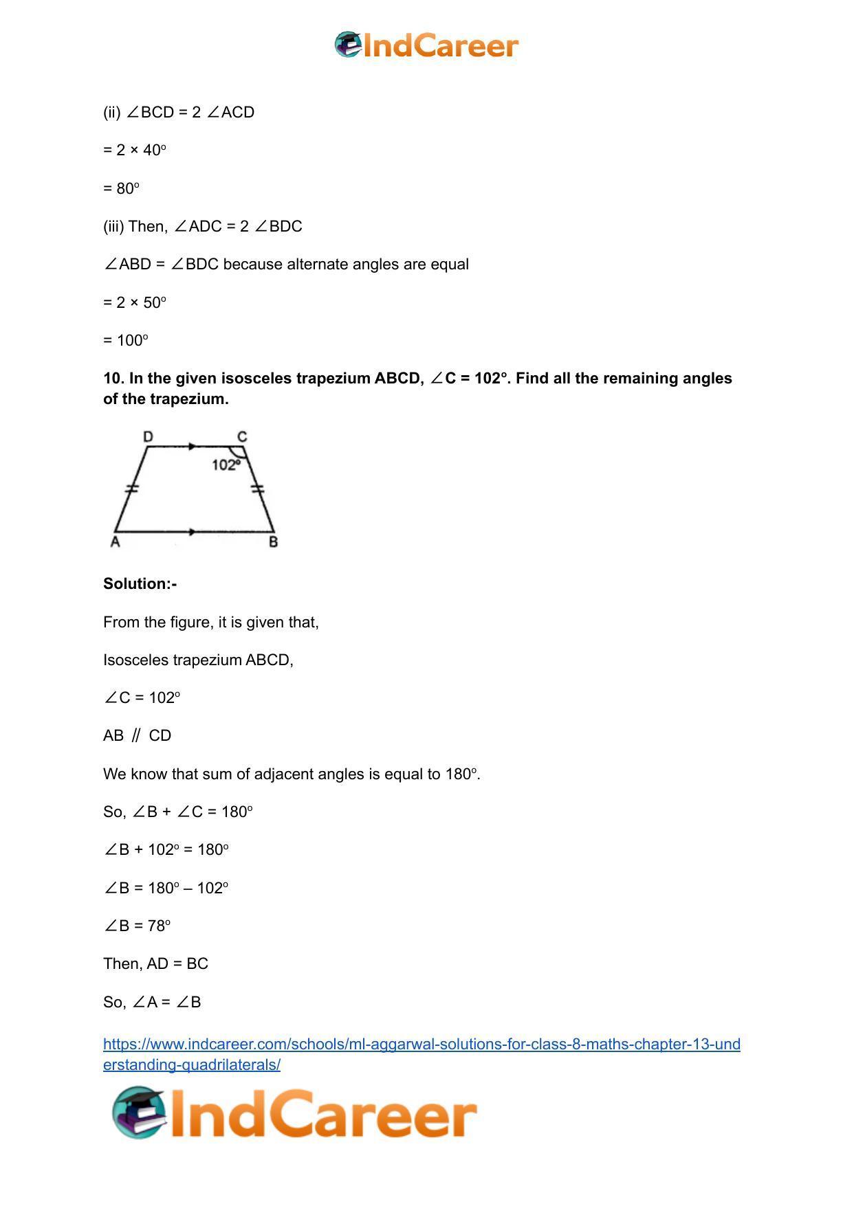 ML Aggarwal Solutions for Class 8 Maths Chapter 13- Understanding Quadrilaterals - Page 51
