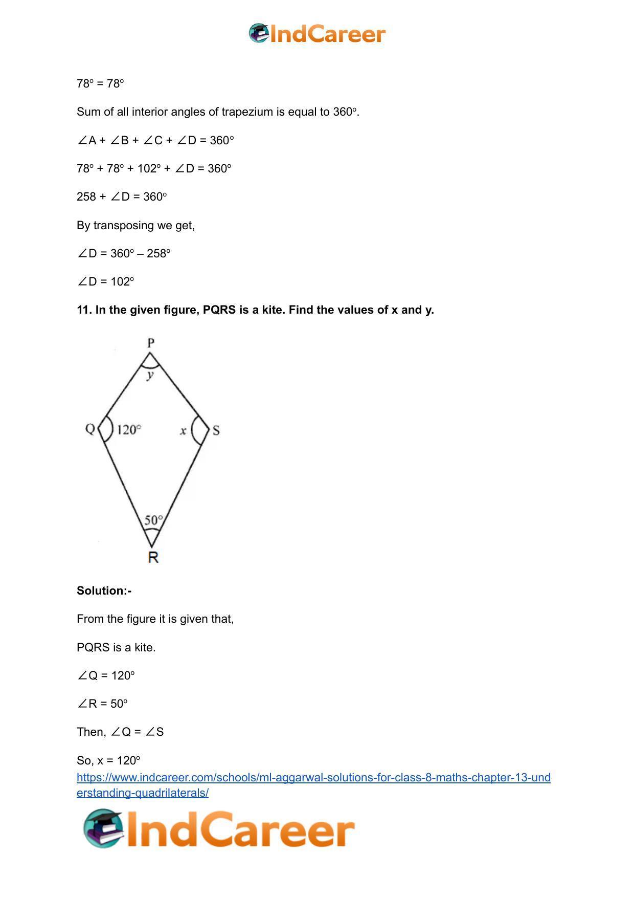 ML Aggarwal Solutions for Class 8 Maths Chapter 13- Understanding Quadrilaterals - Page 52