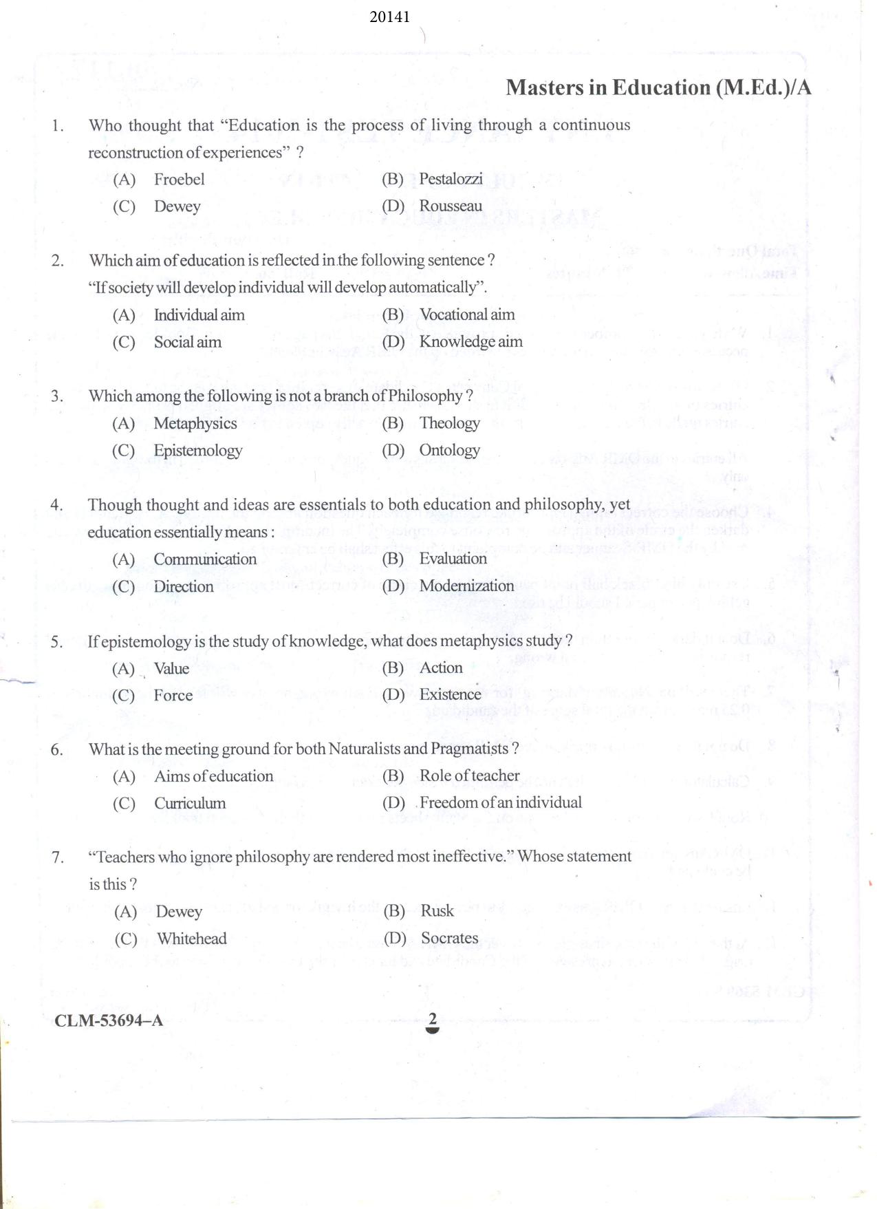 KUET 2023 M.Ed Question Paper - Page 50