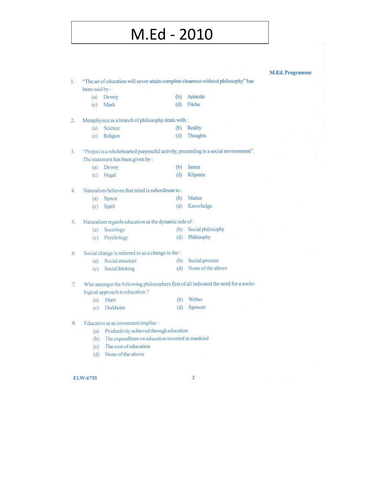 KUET 2023 M.Ed Question Paper - Page 84