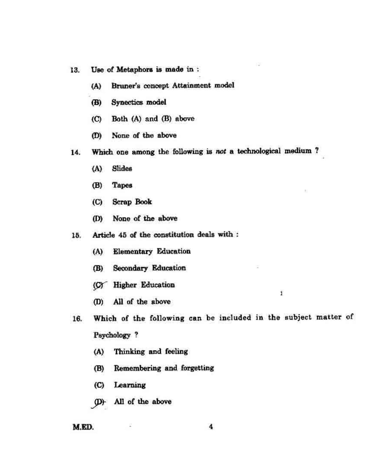 KUET 2023 M.Ed Question Paper - Page 94
