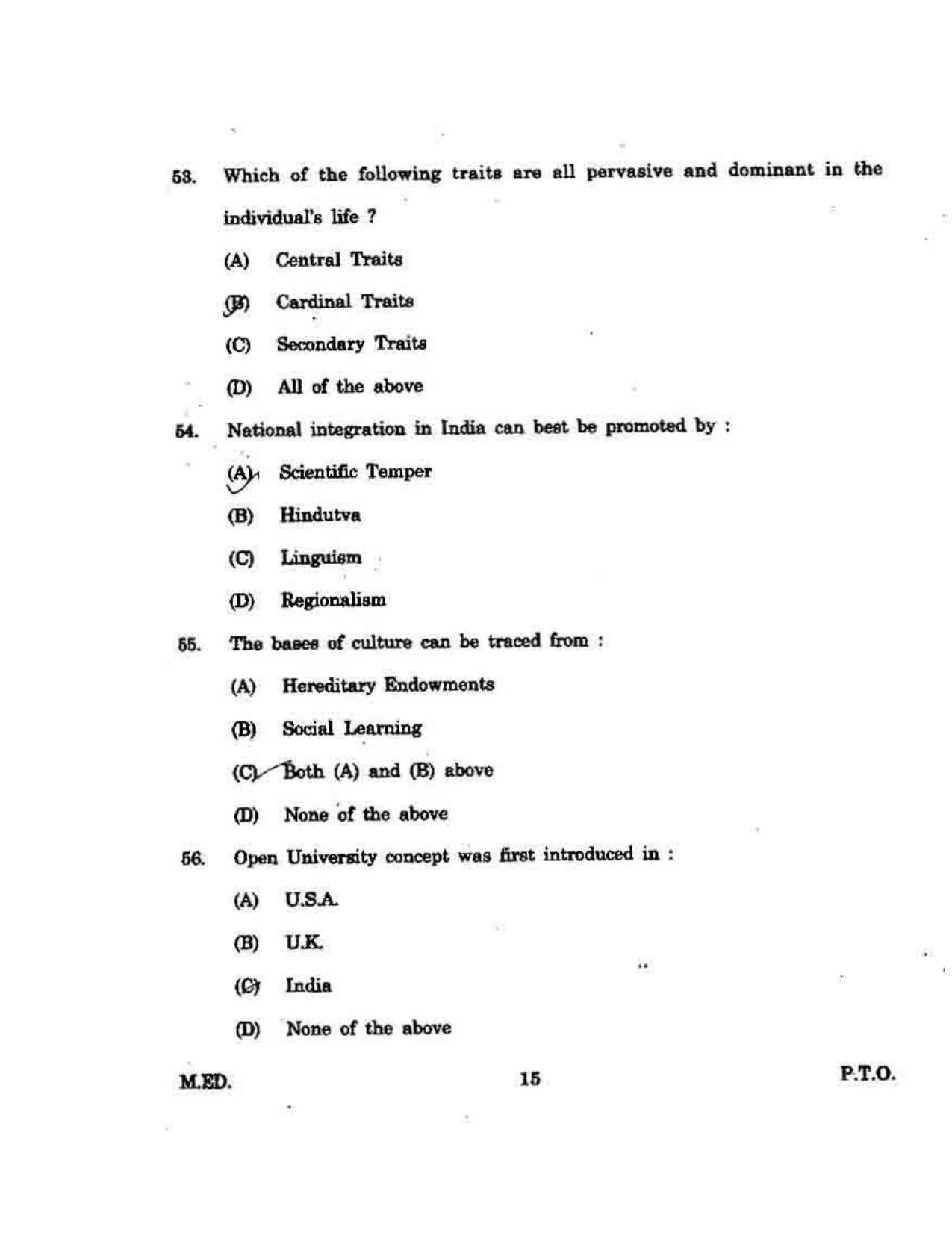 KUET 2023 M.Ed Question Paper - Page 105