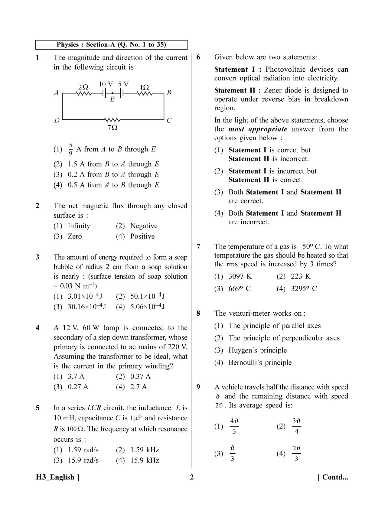 NEET 2023 H3 Question Paper - Page 2