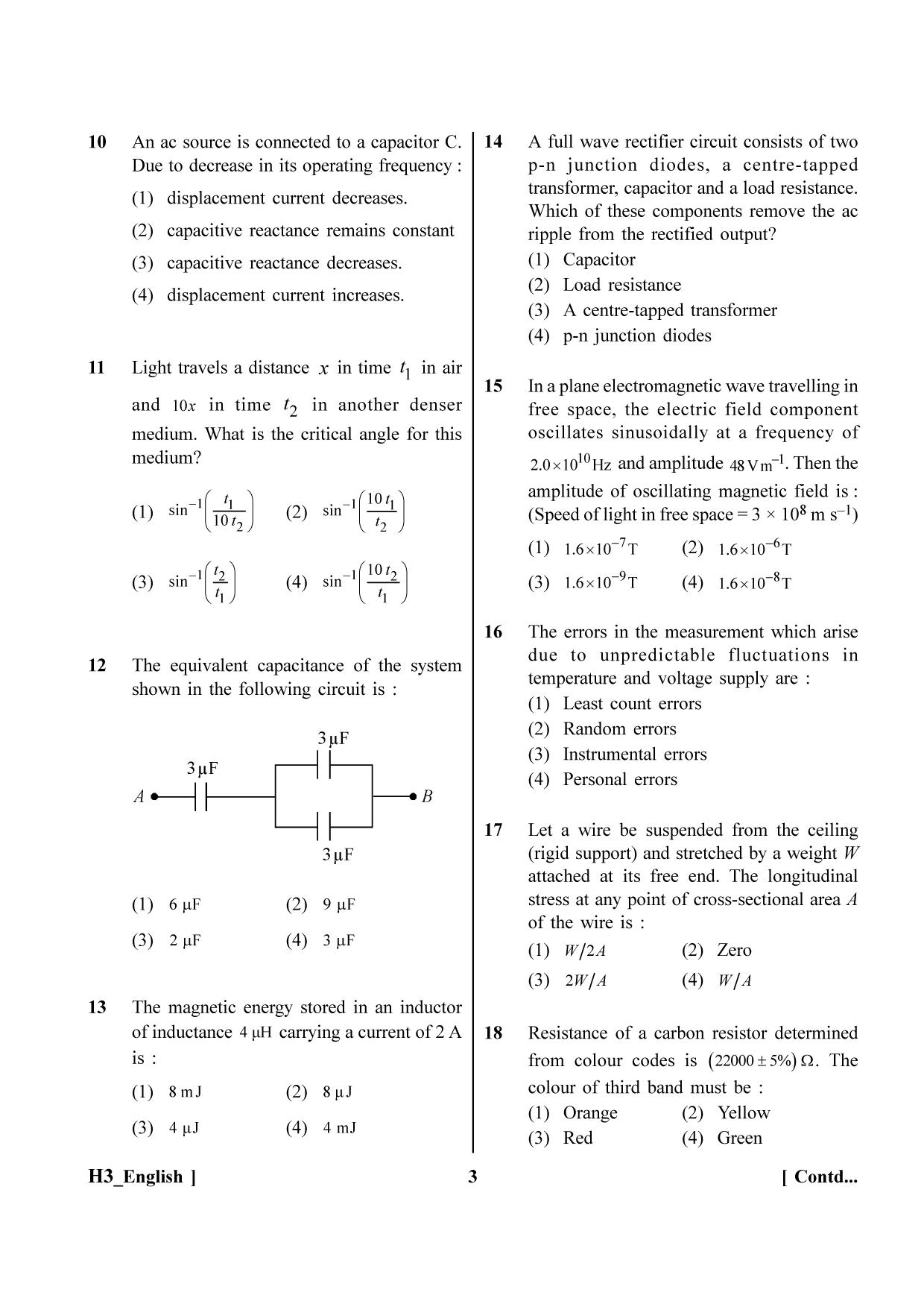 NEET 2023 H3 Question Paper - Page 3