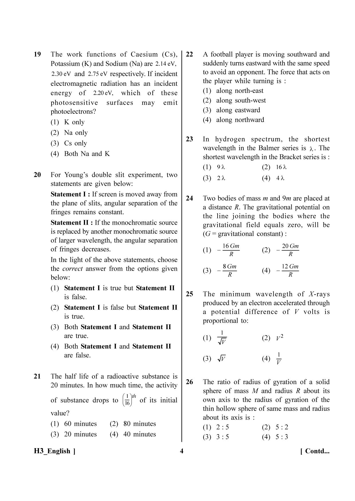 NEET 2023 H3 Question Paper - Page 4