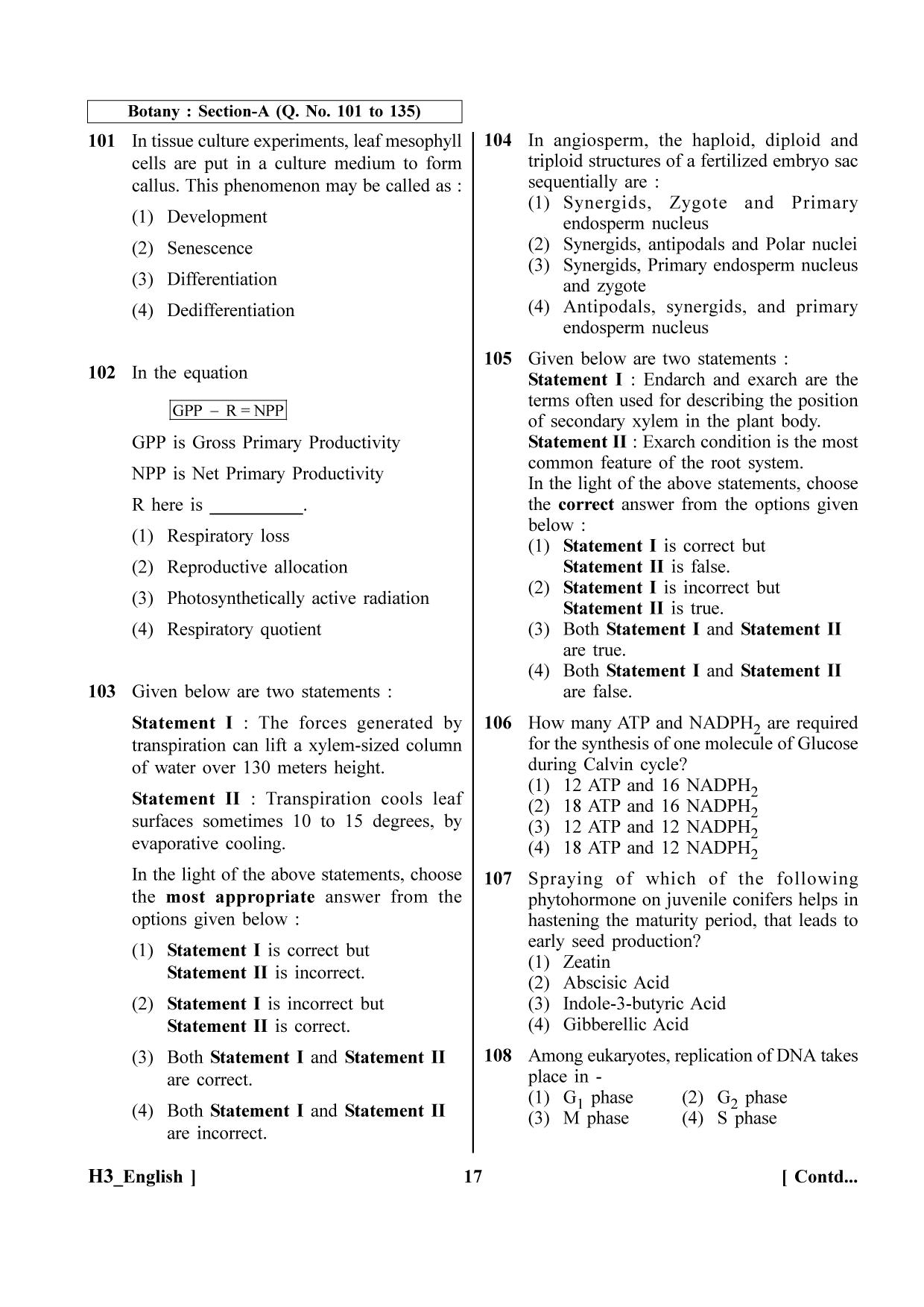 NEET 2023 H3 Question Paper - Page 17