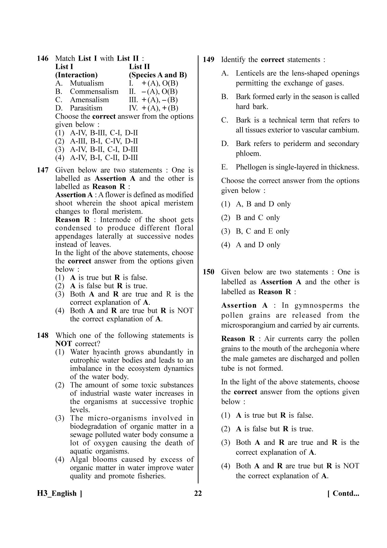 NEET 2023 H3 Question Paper - Page 22