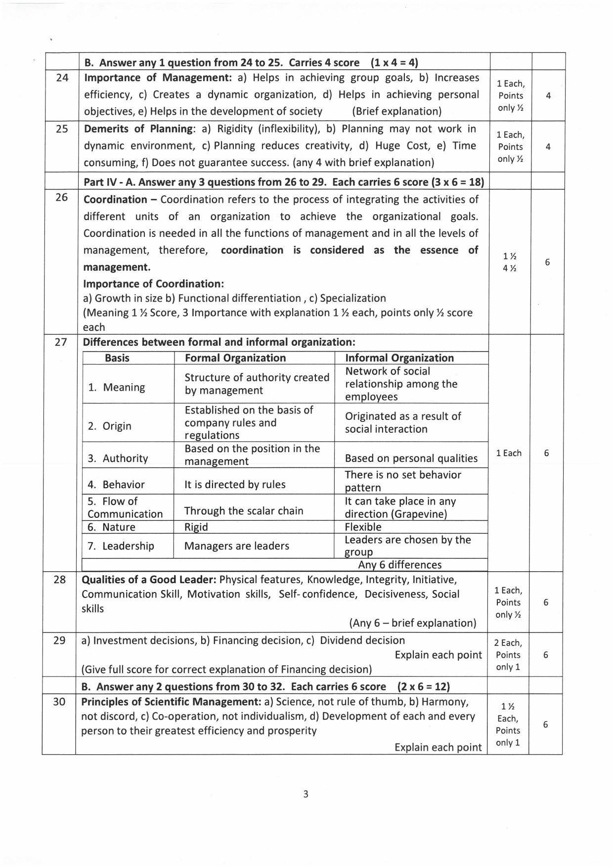 Kerala Plus Two (Class 12th) Answer Key 2022 - Business Studies - Page 3