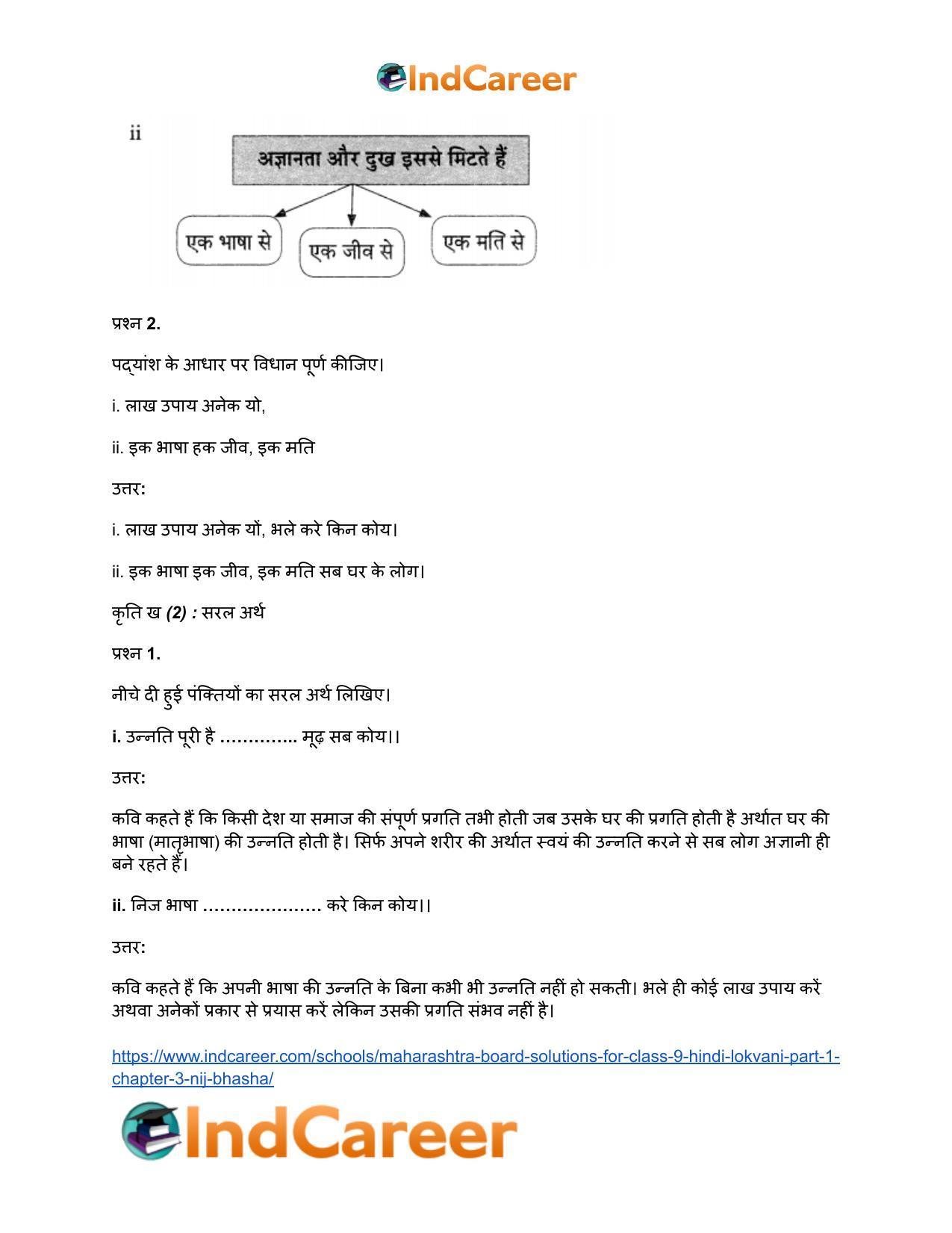 Maharashtra Board Solutions for Class 9- Hindi Lokvani (Part 1): Chapter 3- निज भाषा - Page 6