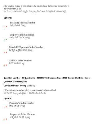 TS CPGET 2021 M.Sc. Statistics (Shift 2) Question Paper with Answer Key