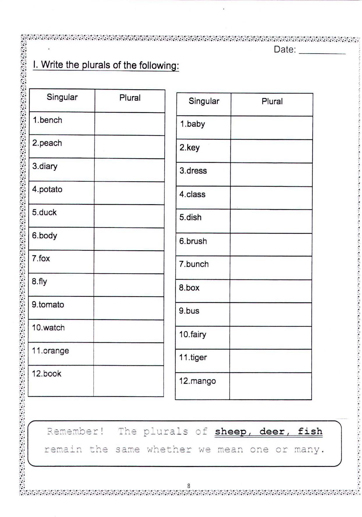 Worksheet for Class 2 English Assignment 102 Simple Past Tense - Page 3
