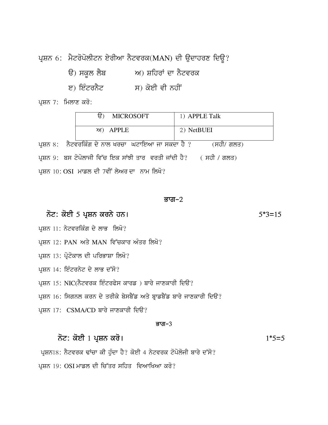 PSEB Class 12th Computer Science (Vocational ) Model Paper 2024 - Page 12