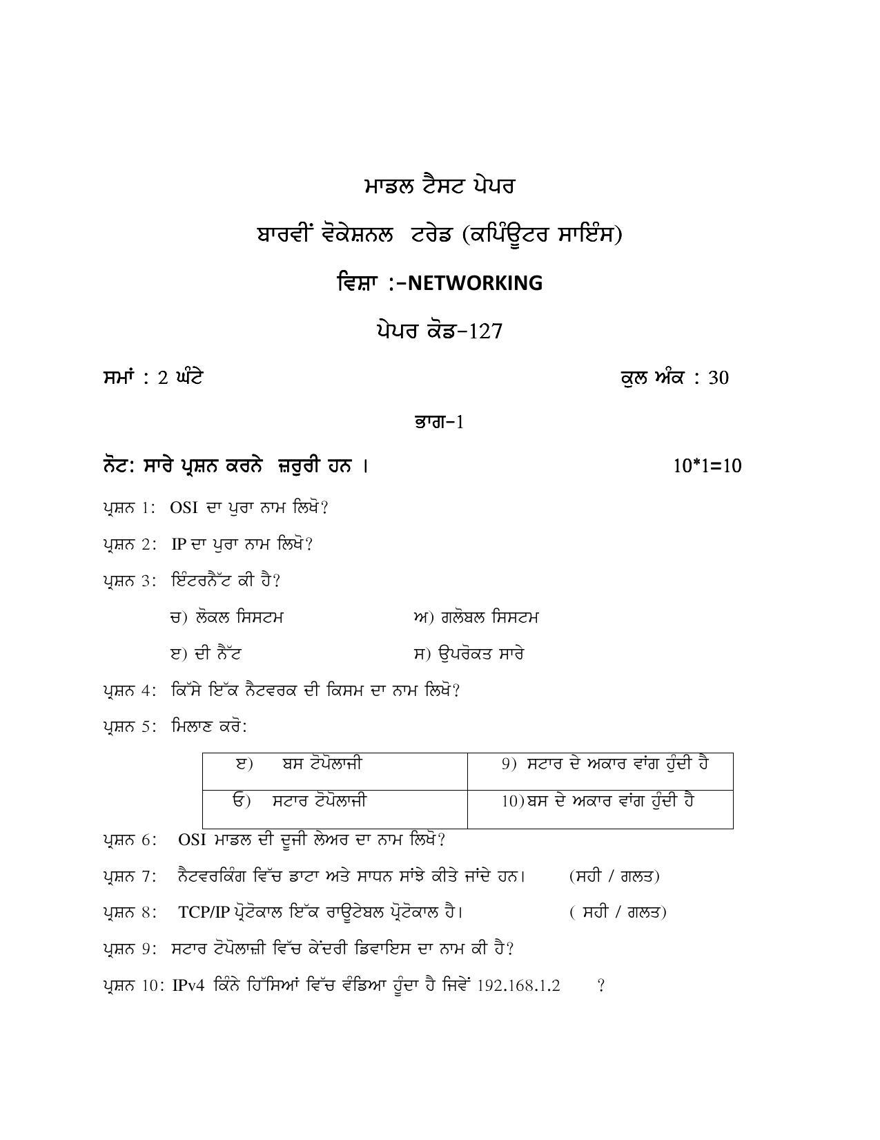 PSEB Class 12th Computer Science (Vocational ) Model Paper 2024 - Page 21