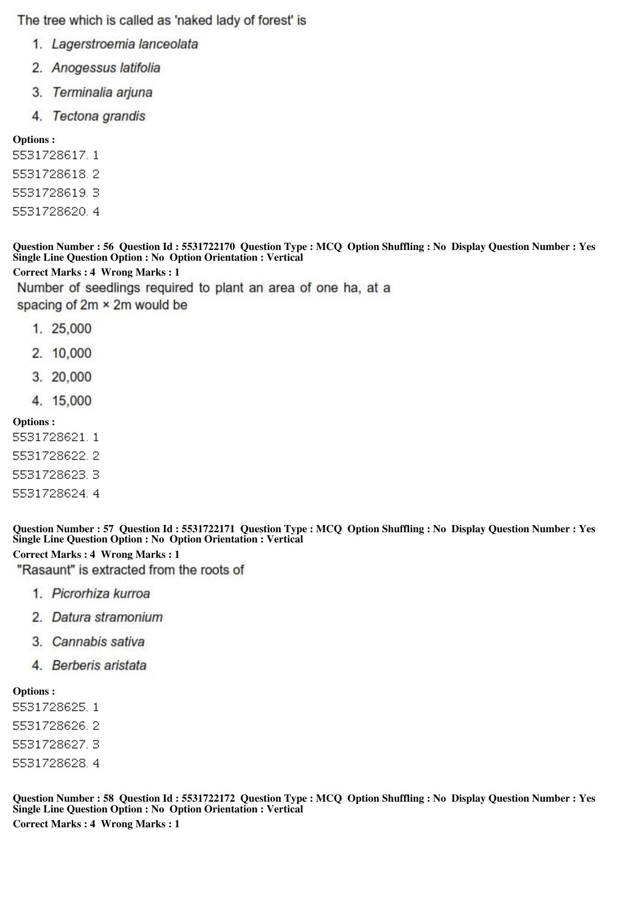 ICAR AIEEA PG 2019 FORESTRY AGROFORESTRY SILVICULTURE Question Paper - Page 20