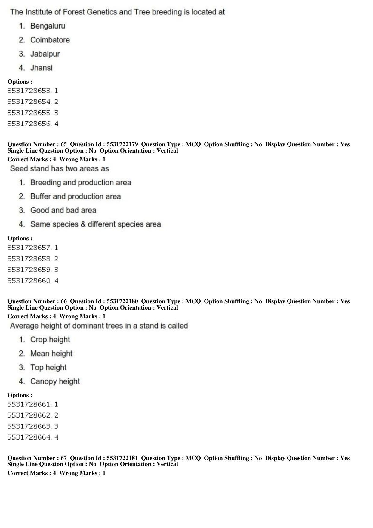 ICAR AIEEA PG 2019 FORESTRY AGROFORESTRY SILVICULTURE Question Paper - Page 23