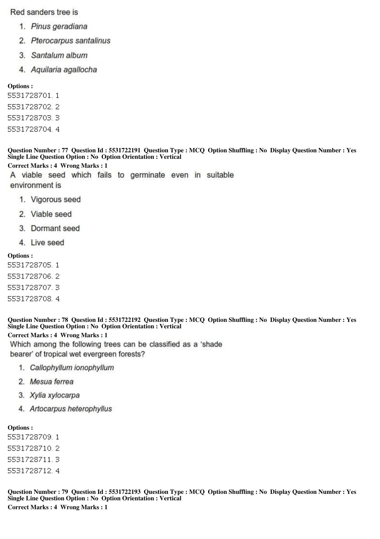 ICAR AIEEA PG 2019 FORESTRY AGROFORESTRY SILVICULTURE Question Paper - Page 27