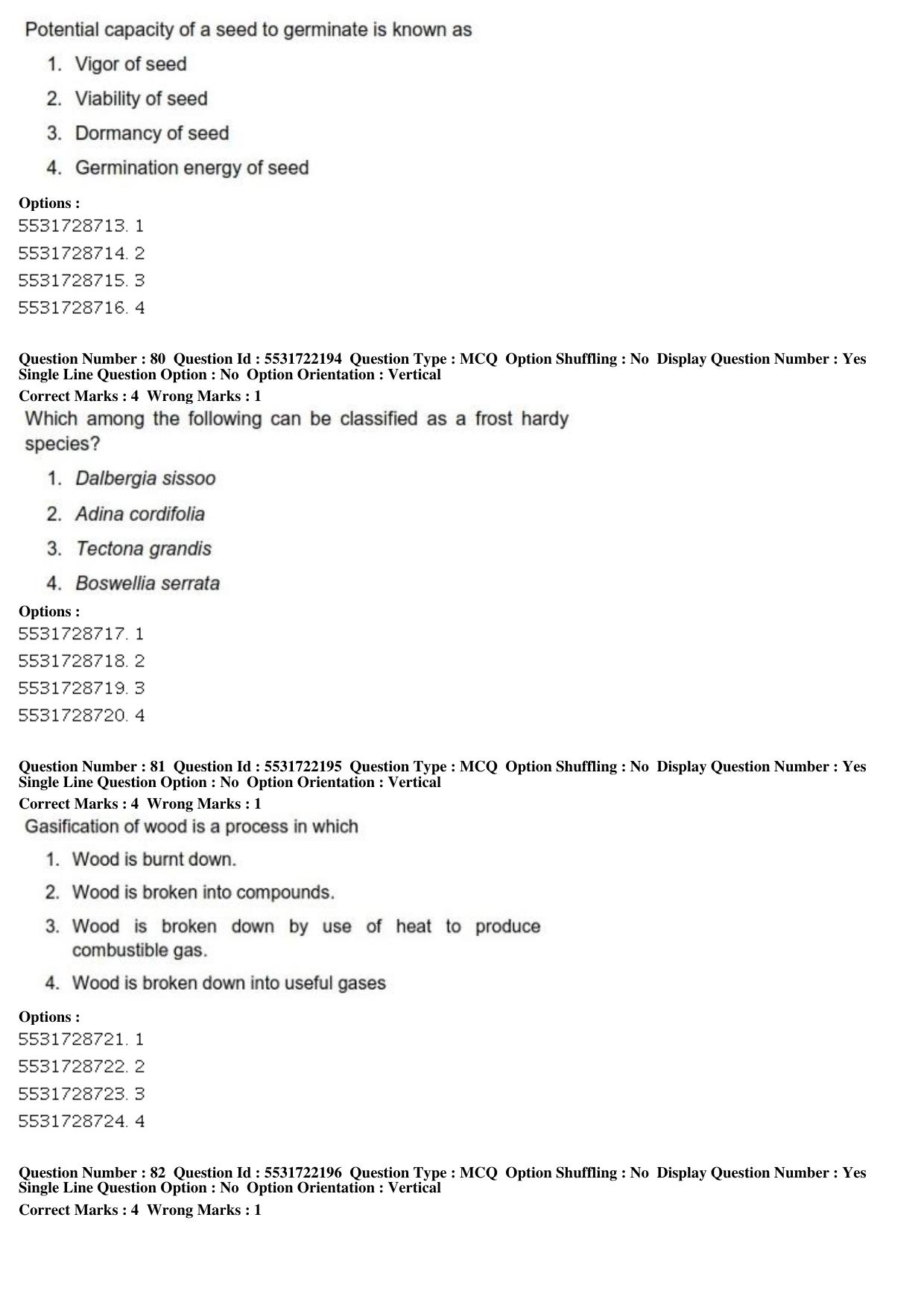 ICAR AIEEA PG 2019 FORESTRY AGROFORESTRY SILVICULTURE Question Paper - Page 28