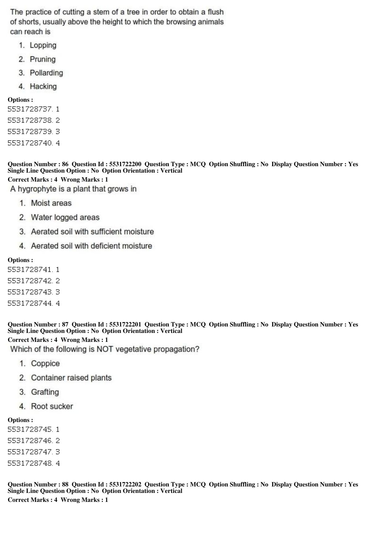 ICAR AIEEA PG 2019 FORESTRY AGROFORESTRY SILVICULTURE Question Paper - Page 30
