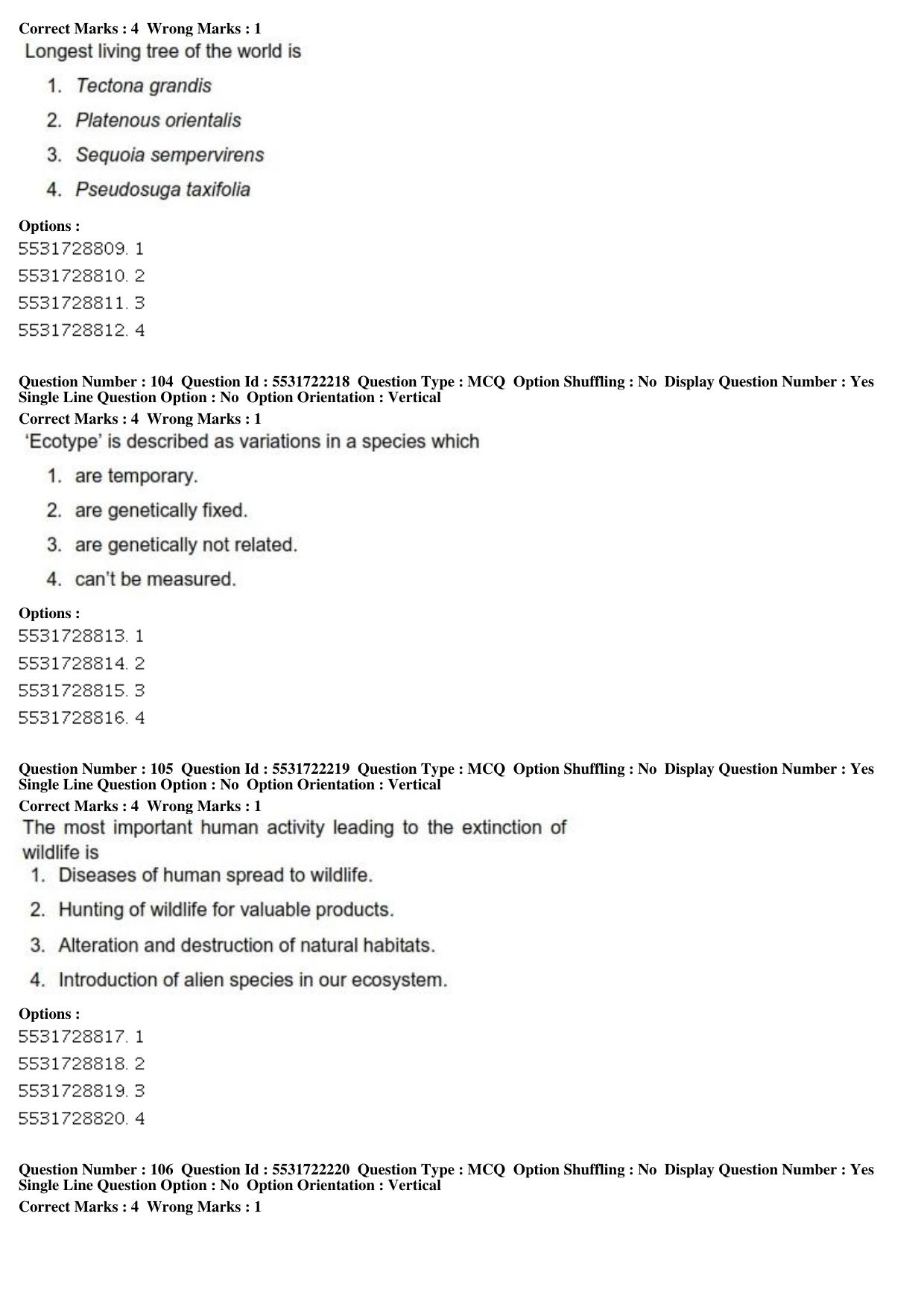 ICAR AIEEA PG 2019 FORESTRY AGROFORESTRY SILVICULTURE Question Paper - Page 36