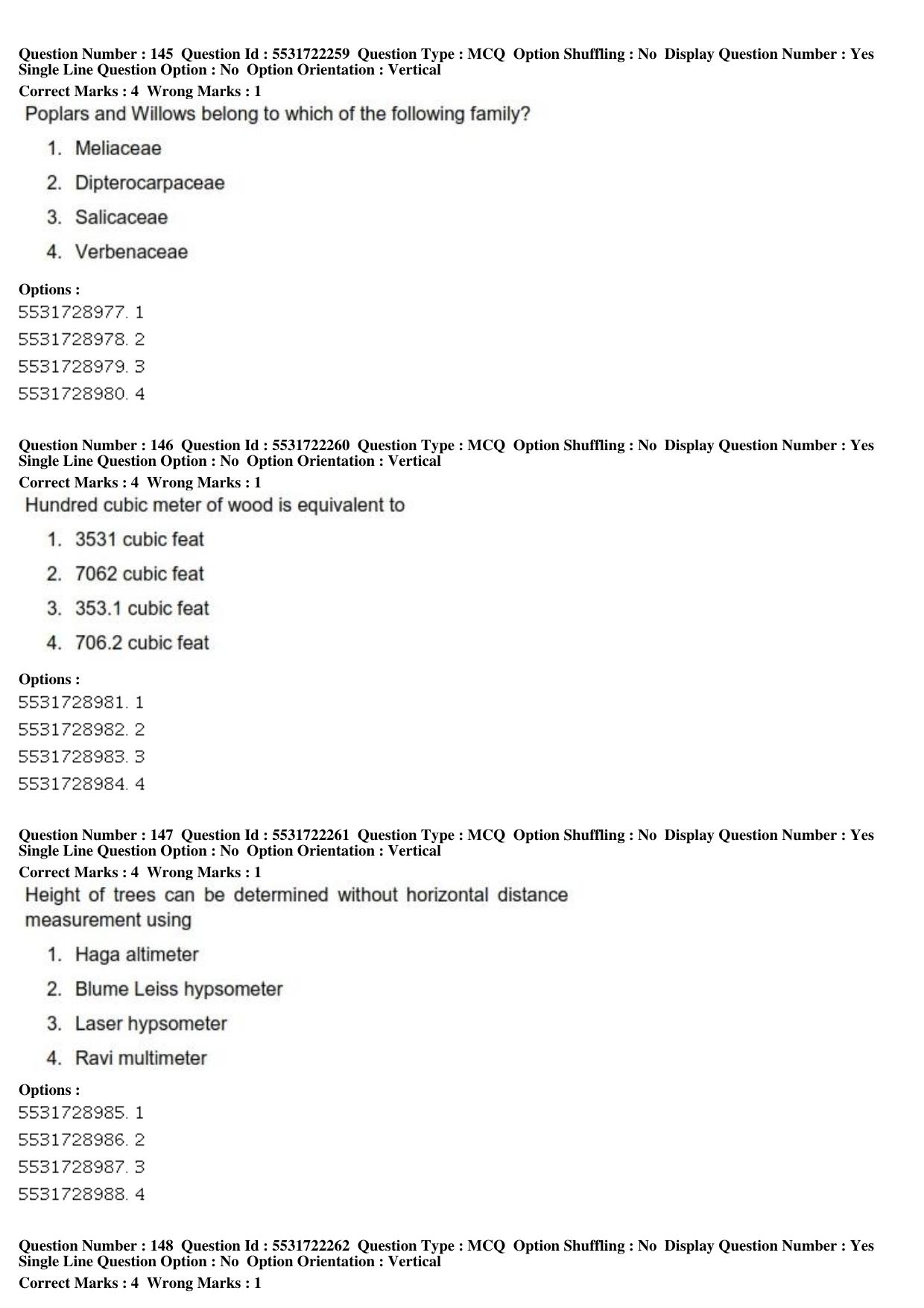ICAR AIEEA PG 2019 FORESTRY AGROFORESTRY SILVICULTURE Question Paper - Page 50