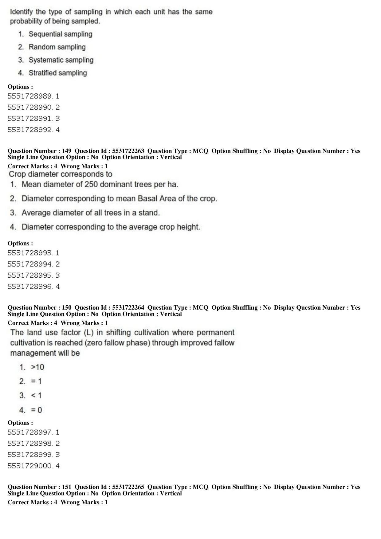 ICAR AIEEA PG 2019 FORESTRY AGROFORESTRY SILVICULTURE Question Paper - Page 51