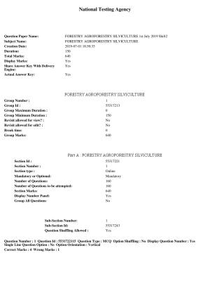 ICAR AIEEA PG 2019 FORESTRY AGROFORESTRY SILVICULTURE Question Paper