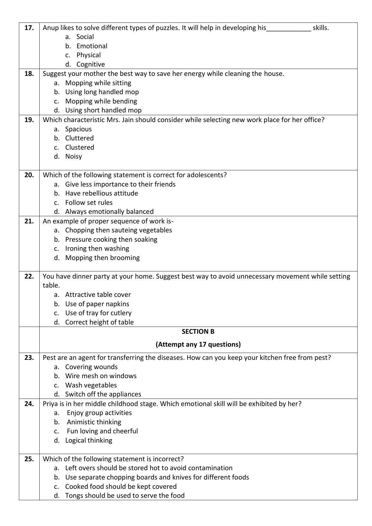 CBSE Class 10 Home Science Sample Paper 2021-22 - Page 3