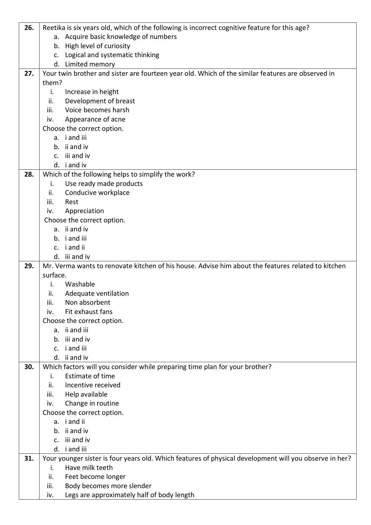 CBSE Class 10 Home Science Sample Paper 2021-22 - Page 4
